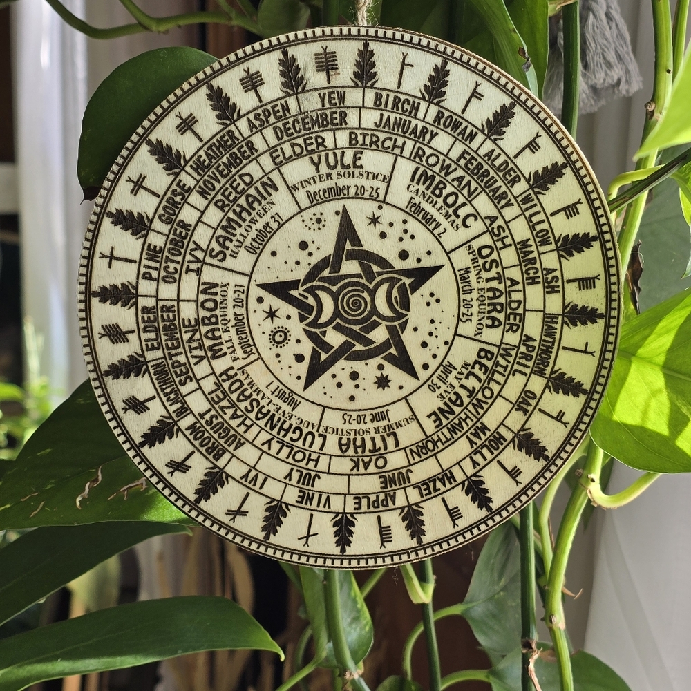 Witches' Wheel of the Year Hanging Wooden Calender - Picture 3 of 5